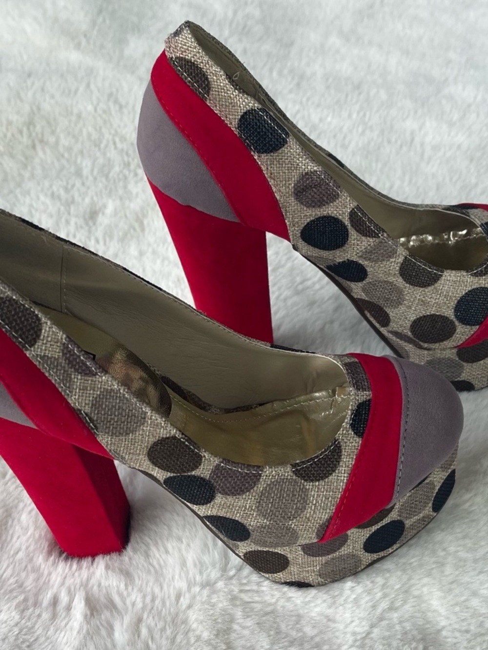 Women's Red Polka Dot Platform Pumps